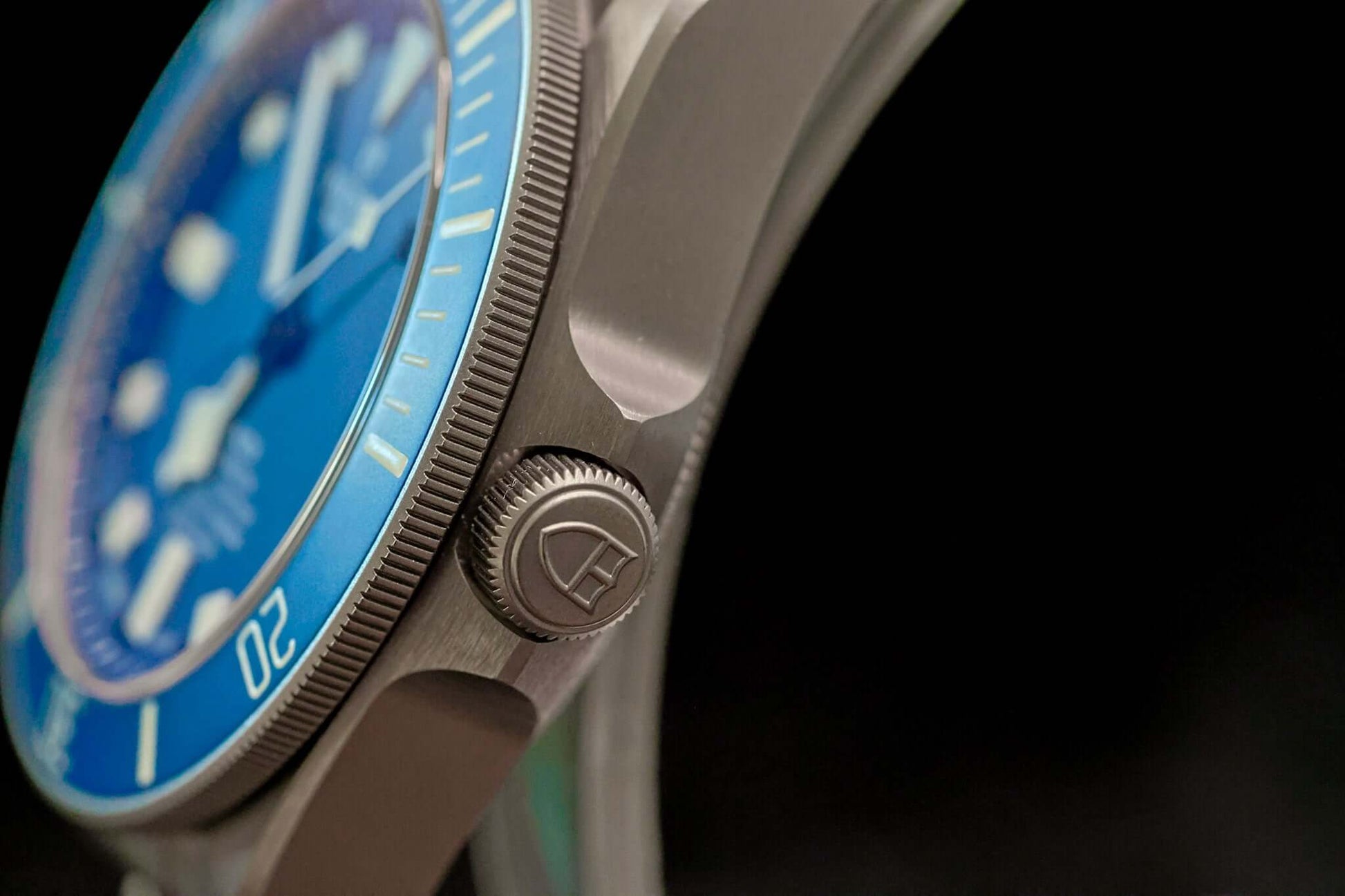 TUDOR Pelagos Titanium Diver watch - 42mm Blue Dial Diver – Full Set side view showcasing titanium case and blue dial.