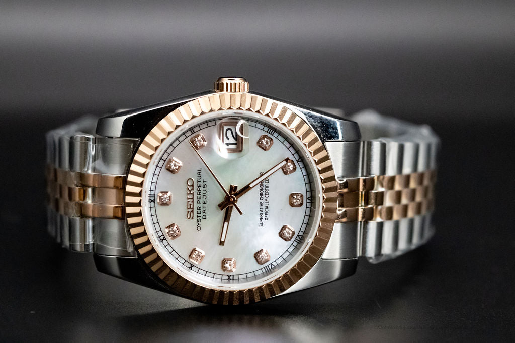 Pearl Baguette DateJust Seikomod image 2