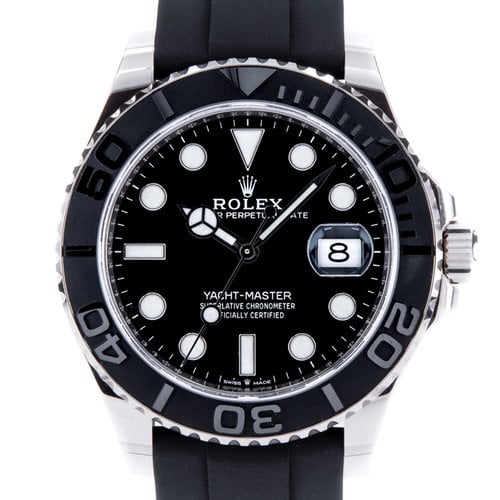 2019 Rolex Yacht-Master 42 complete set with black dial and Oysterflex bracelet.