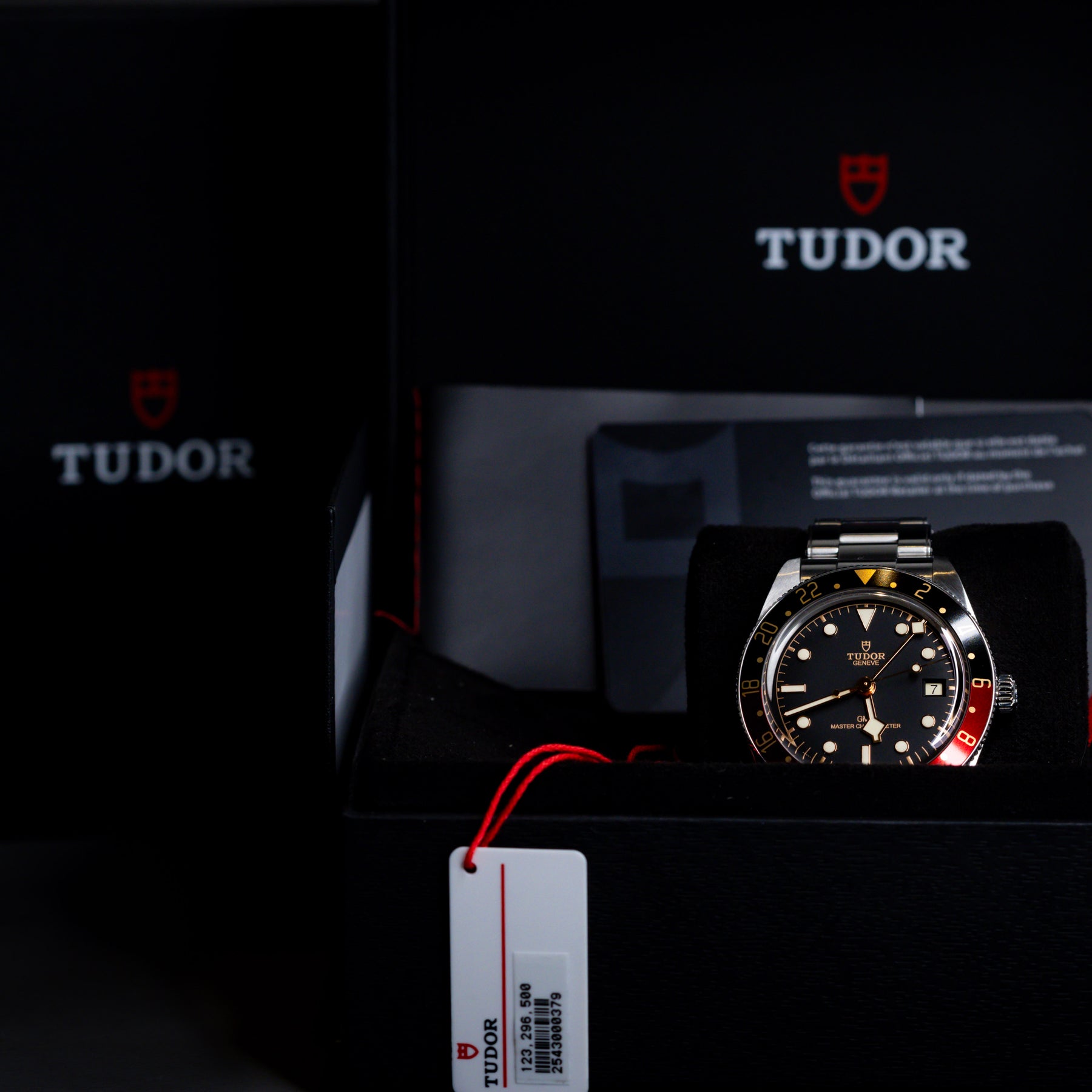 Tudor Black Bay 58 GMT Coke watch displayed in its box with warranty and manual.