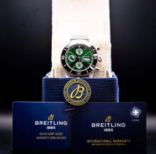 2025 BNIB - Breitling SuperOcean Chronograph Green 44mm with warranty cards and guide.