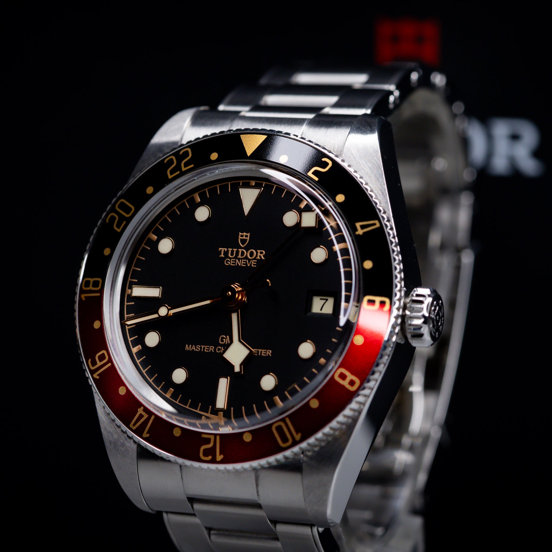 Tudor Black Bay 58 GMT Coke watch featuring a black dial and automatic movement.
