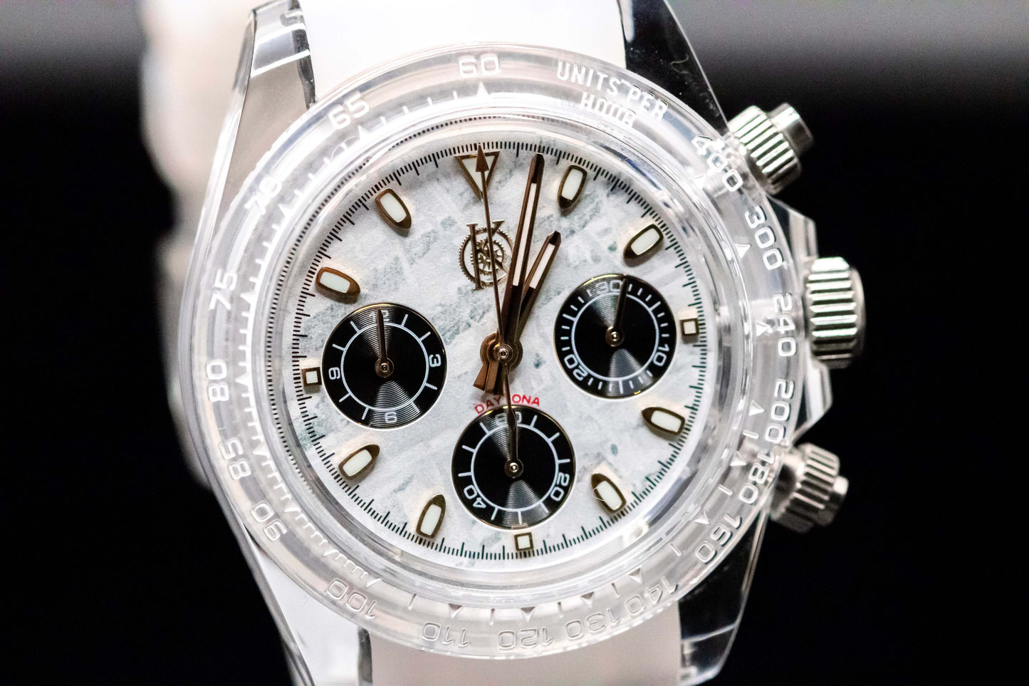 KWC White Ceramic Chronograph watch featuring a custom dial and durable ceramic case, perfect for modern style and functionality.