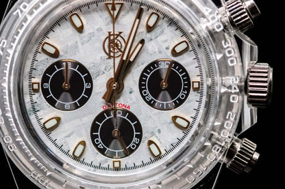 KWC White Ceramic Chronograph watch close-up with custom dial and chronograph functions.