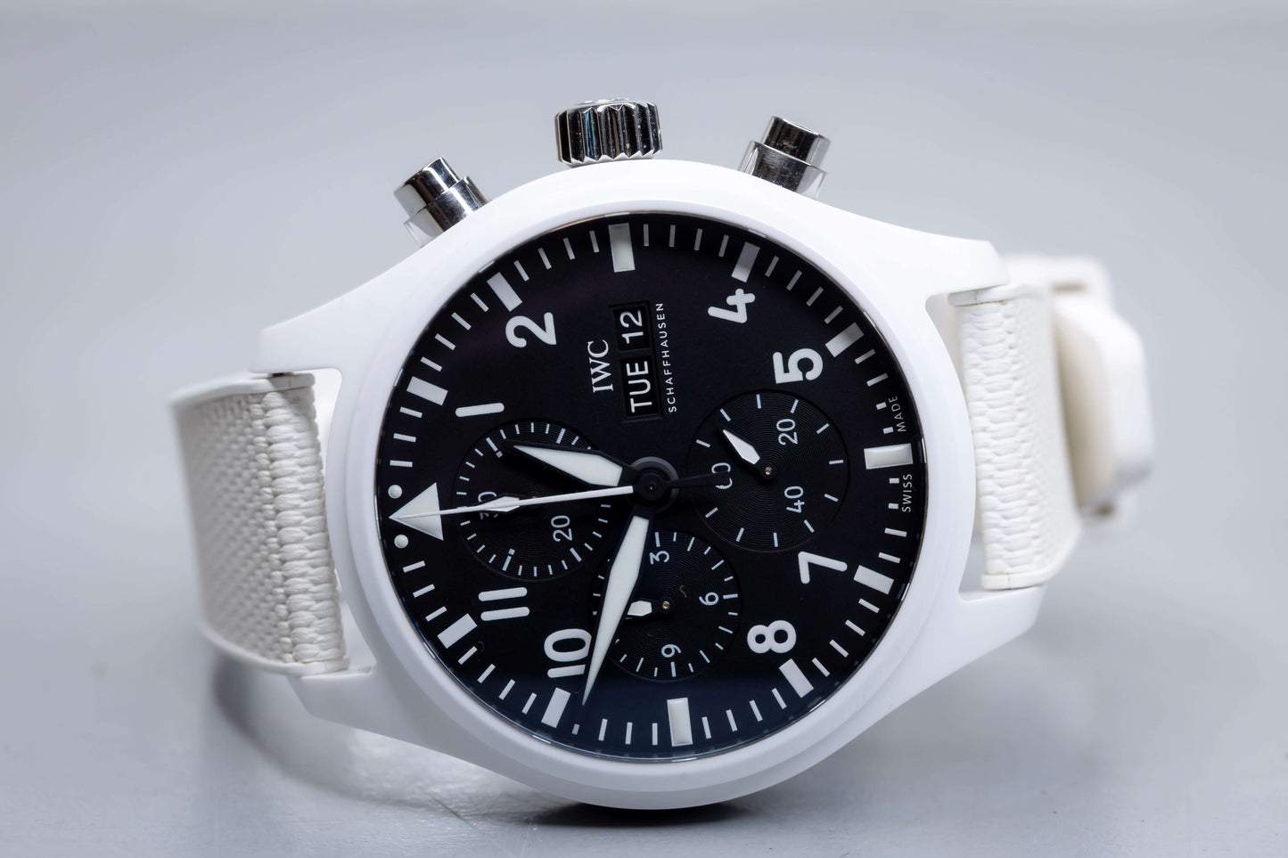 2022 IWC Pilot’s Watch Chronograph TOP GUN “Lake Tahoe” 44.5mm White Ceramic – Ref. IW389105 | Full Set.