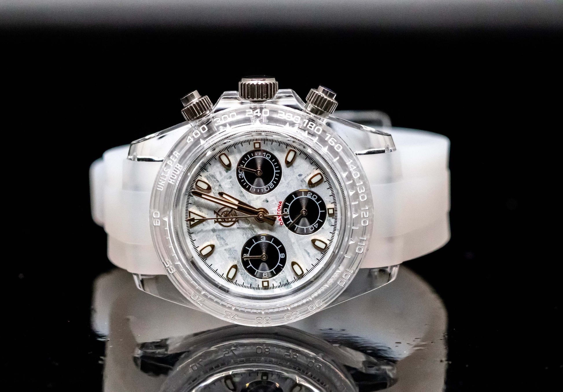 KWC White Ceramic Chronograph watch showcasing a lightweight case, custom dial, and brushed ceramic bezel.