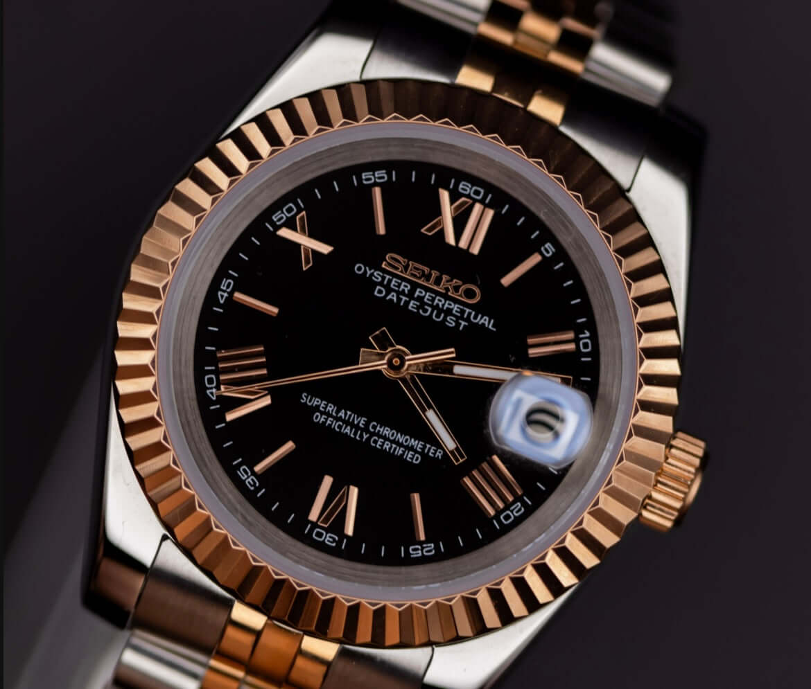 Seikomod Black & Gold Datejust - Timeless Elegance – Kingdom Watch