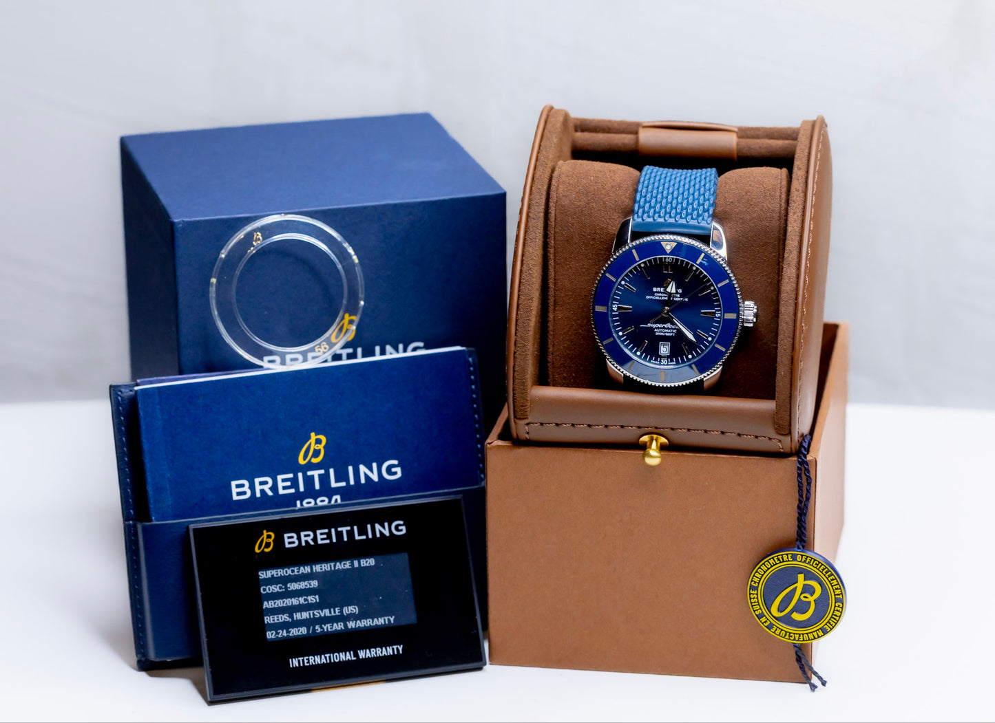 Breitling Superocean Heritage B20 46 watch in box with warranty and packaging.