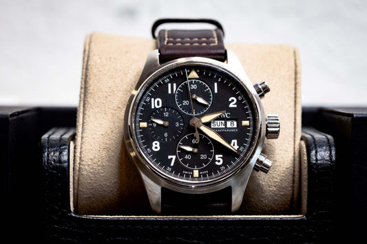 2022 IWC Pilot’s Watch Chronograph Spitfire 41mm  Ref. IW387903 | Full Set on display in a stylish case.