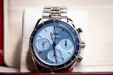 2025 OMG Speedmaster 38 Blue Dial Chronograph 324.30.38.50.03.001 – Full Set on display