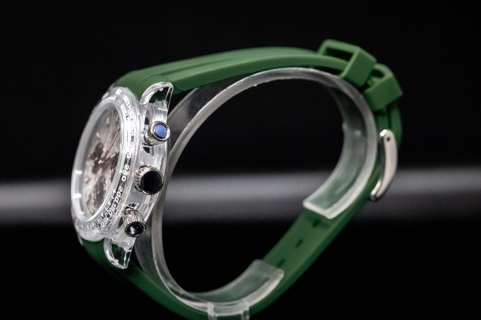 KWC Green Ceramic Chronograph watch with a lightweight ceramic case and green silicone strap.
