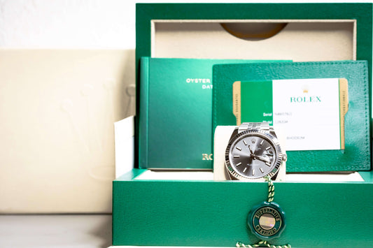 2020 Rolex DateJust 41 Slate Dial Fluted Bezel Jubilee 126334 – Full Set presented in its original box and papers.