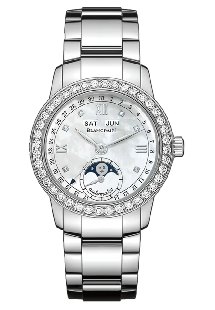 Blancpain Ladybird Quantieme Complet Mother of Pearl Diamond Steel Ladies Watch - 2360 4691A 71A