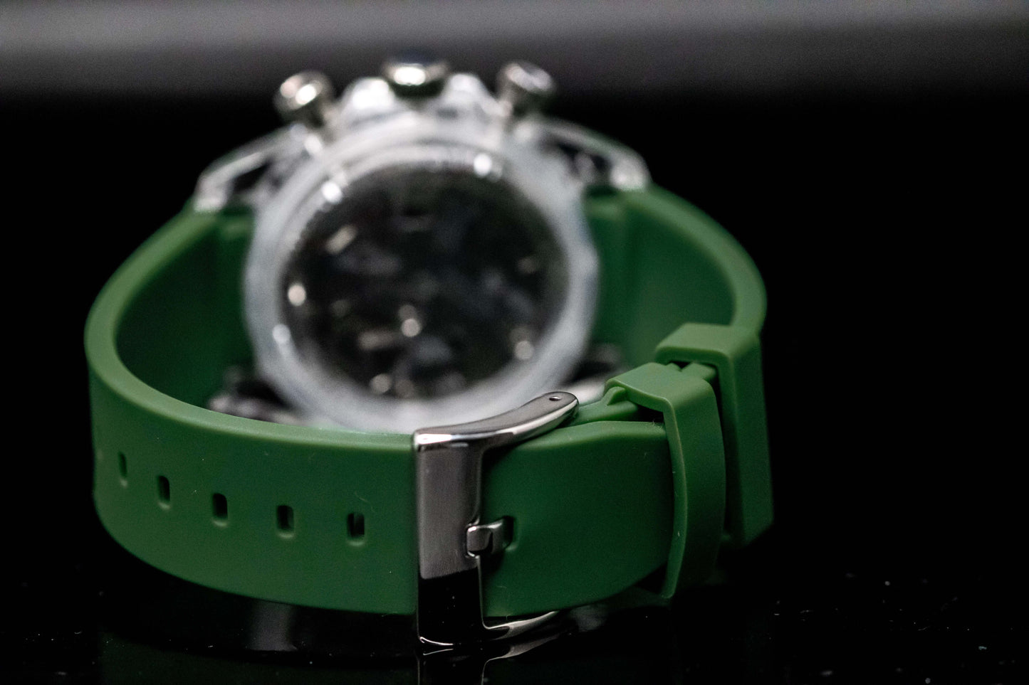 KWC Green Ceramic Chronograph with green strap and silver hardware, showcasing modern design and durability.