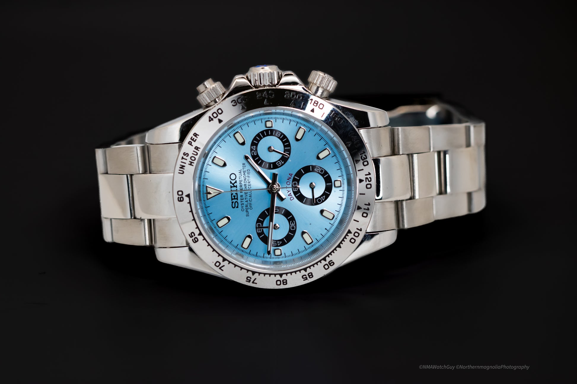 Seikomod Silver Daytona - Ice Blue dial image 1