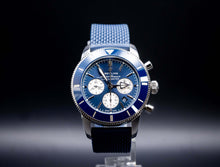 2020 Breitling SuperOcean II Chronograph AB0162 with blue dial and rubber strap, showcasing sporty elegance.