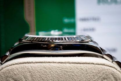 2020 Rolex DateJust 41 Slate Dial Fluted Bezel Jubilee 126334 – Full Set side view showcasing the fluted bezel.