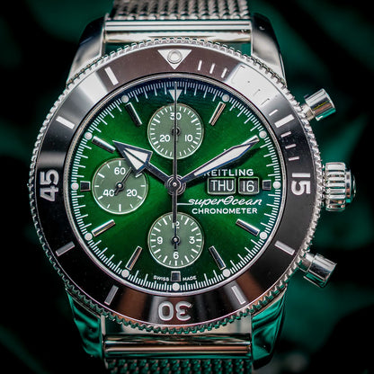 2025 BNIB - Breitling SuperOcean Chronograph Green 44mm- Breitling A13313