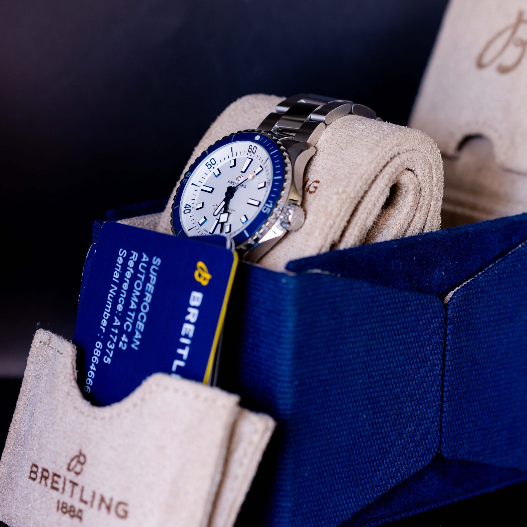 Breitling Superocean Automatic 42 A17375 in excellent condition with packaging and warranty card.