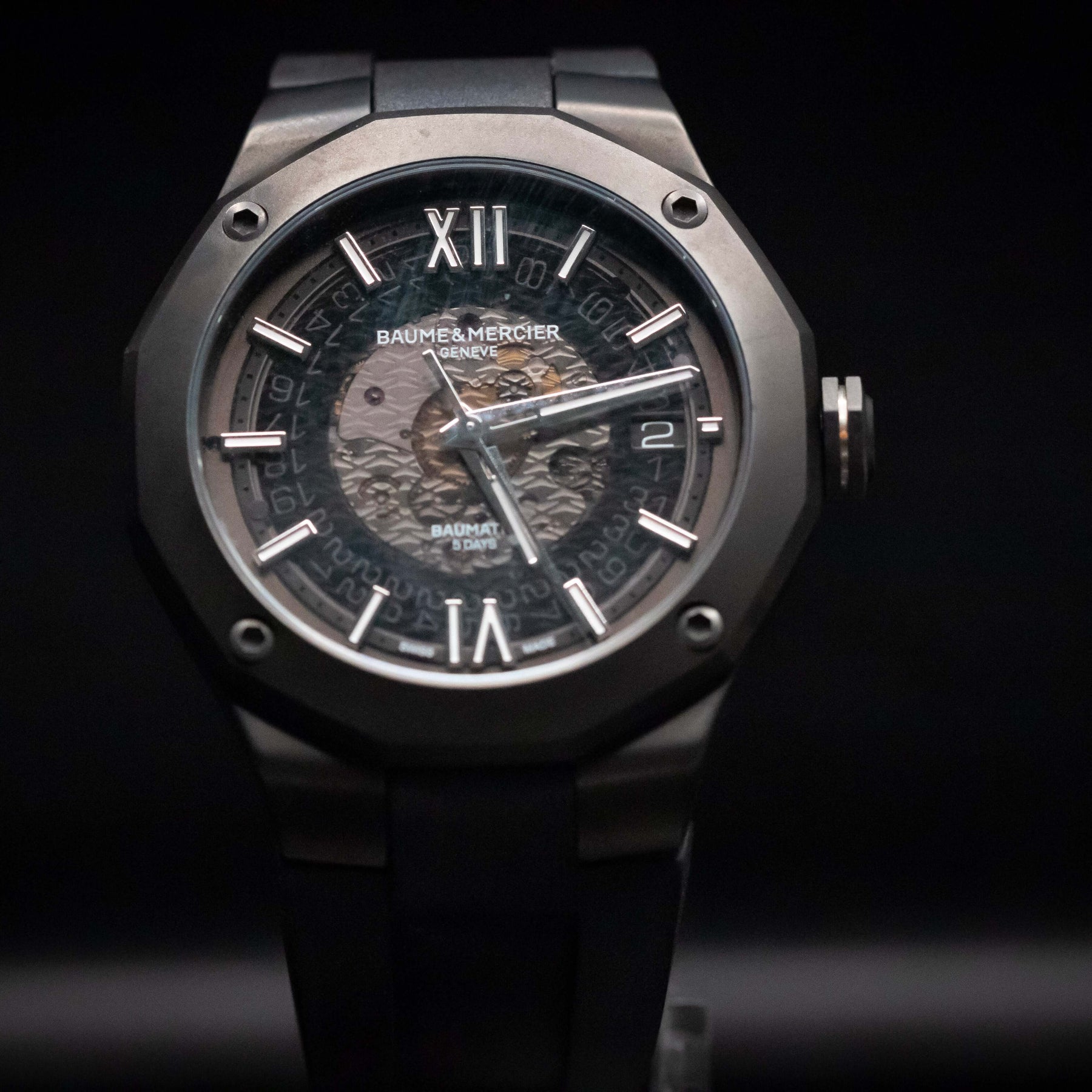 Baume & Mercier Riviera Automatic Skeleton watch Black-Steel ADLC with bold design and Swiss precision