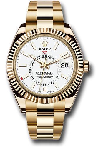 Rolex Yellow Gold Sky-Dweller Watch - White Index Dial - Oyster Bracelet - 326938 w
