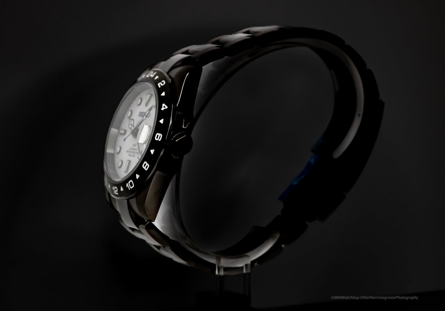 Black Seikomod Explorer II GMT image 1