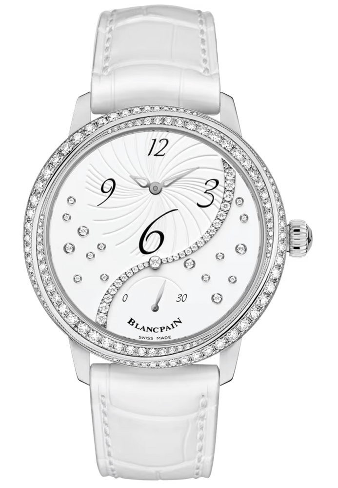 Blancpain Ladybird Heure Decentree White Alligator Diamond Ladies Watch - 3650A 4528 55B