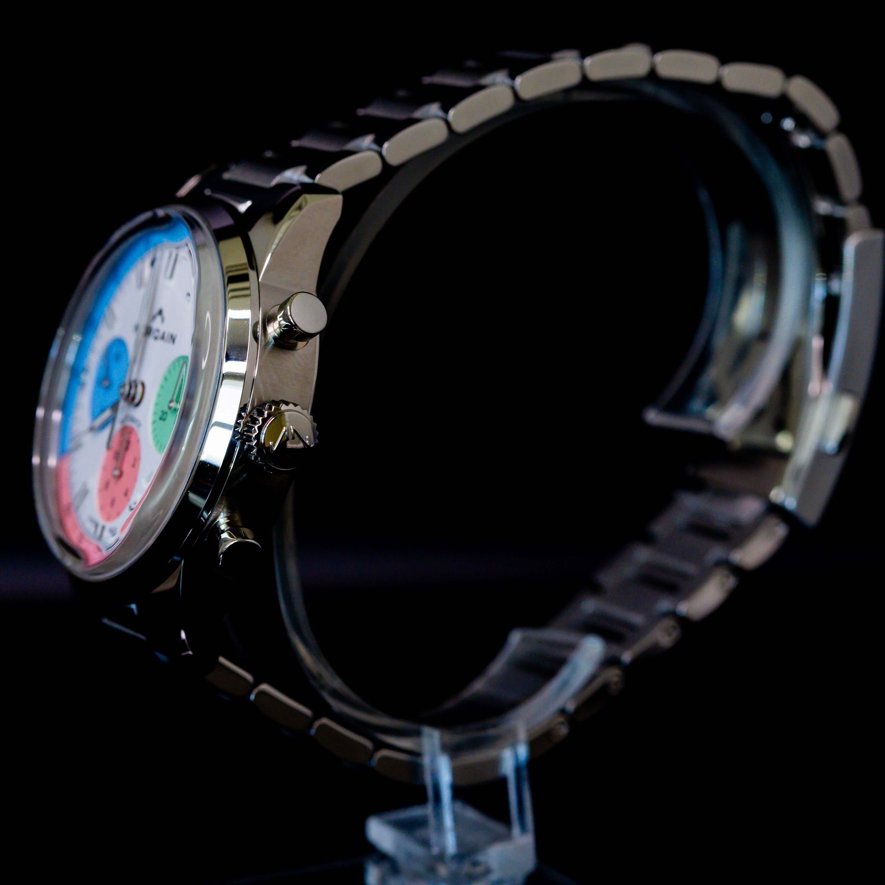Norqain Freedom 60 Chrono Ice Cream Limited Edition side view showcasing its unique design and color palette.