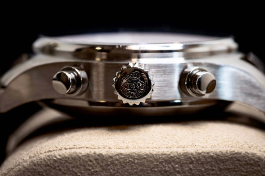 2022 IWC Pilot’s Watch Chronograph Spitfire 41mm  Ref. IW387903 | Full Set showcasing the stainless steel case and crown.