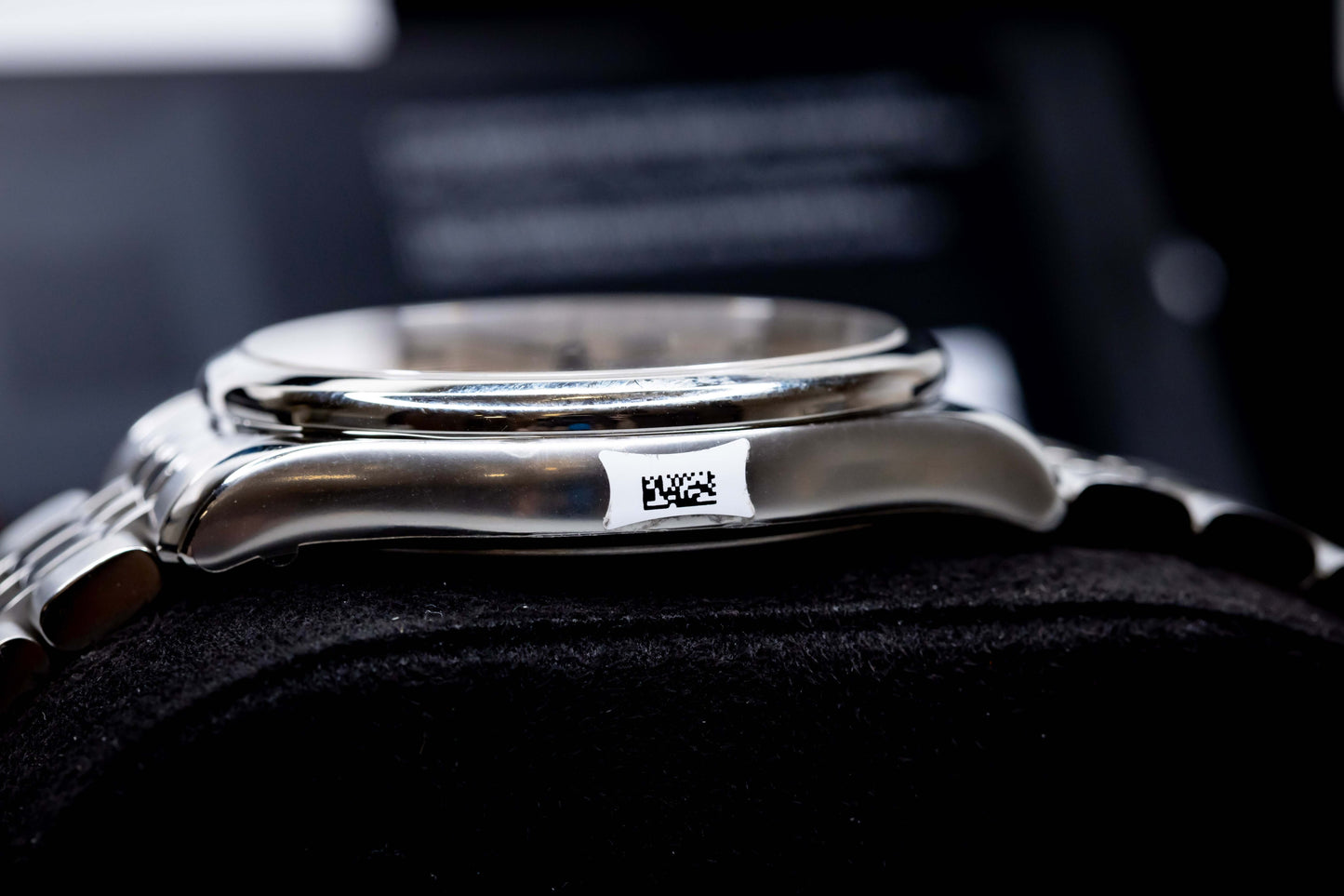 Tudor 1926 Luna 39mm Champagne Dial stainless steel watch showcasing its elegant side profile and hallmark.