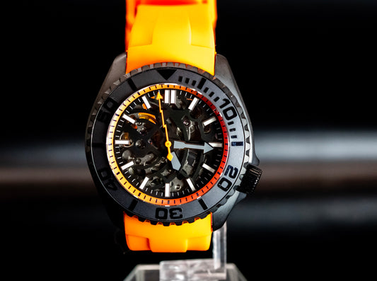 Seikomod Orange Skeleton SKX