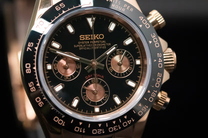 Seikomod Daytona negro y dorado