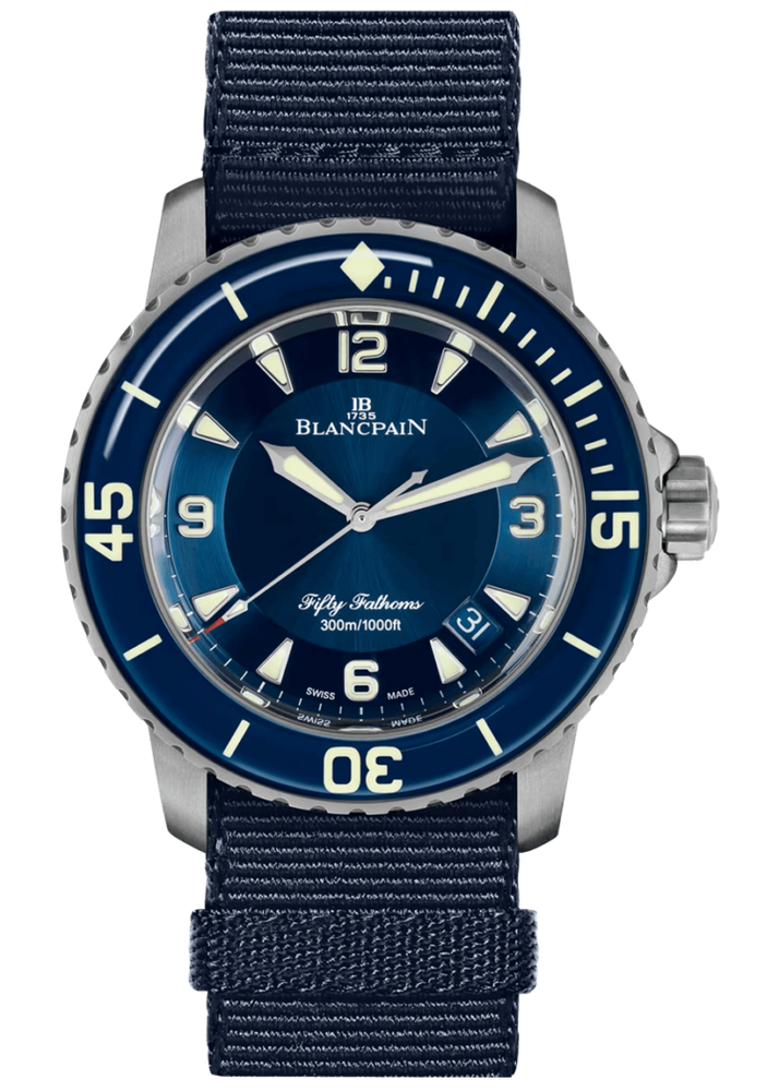 Blancpain Fifty Fathoms Automatique Titanium Blue NATO Men's Watch - 5015 12B40 NAOA