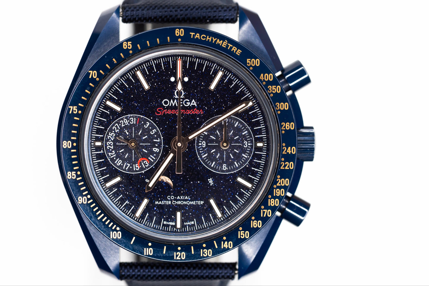 2022 Omega Speedmaster Moophase "Blue Side Of The Moon" Complete Set Ref: 304.93.44.52.03.002
