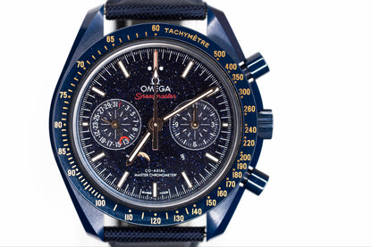 2022 Omega Speedmaster Moophase "Blue Side Of The Moon" Complete Set Ref: 304.93.44.52.03.002