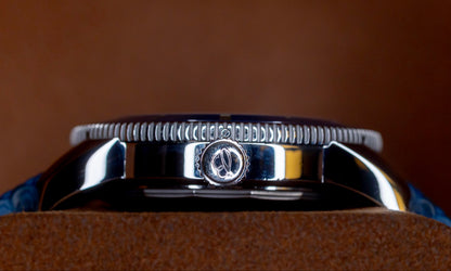 Close-up view of the Breitling Superocean Heritage B20 46 watch showing the crown detail.