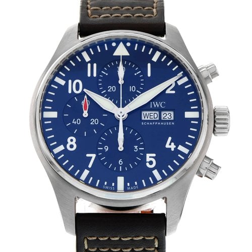 IWC Pilot Chronograph watch featuring a blue dial and leather strap for optimal style and performance.