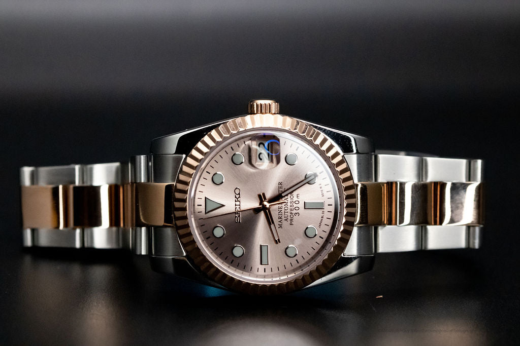 Pink TwoTone DateJust Seikomod image 3
