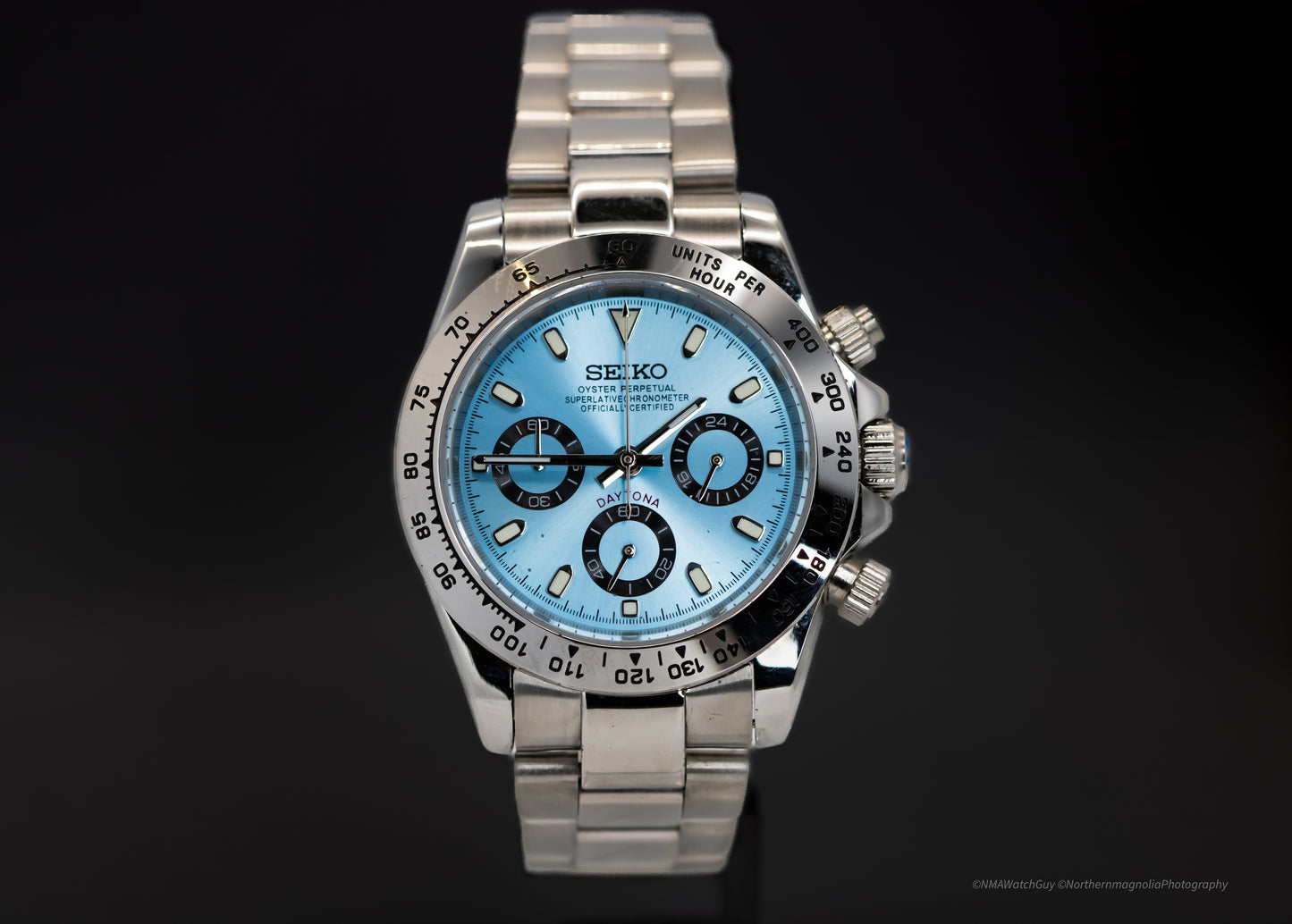 Seikomod Silver Daytona - Ice Blue dial image 0