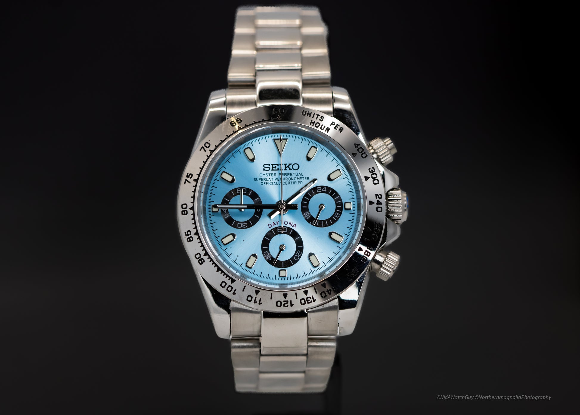 Seikomod Silver Daytona Ice Blue Dial Watch – Kingdom Watch Company