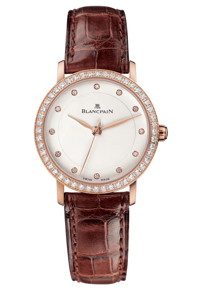 Blancpain Villeret Ultraplate Red Gold Diamond Brown Alligator Ladies Watch - 6102 2987 55A