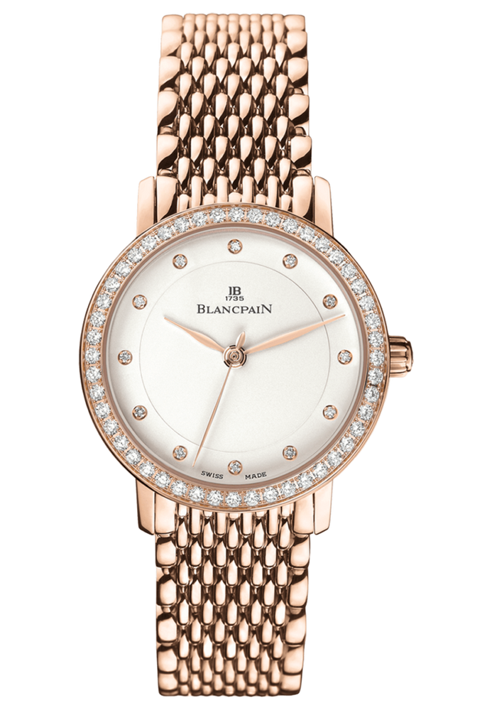 Blancpain Villeret Ultraplate Red Gold Mille Mailles Diamond Ultra-Slim Ladies Watch - 6102 2987 MMB
