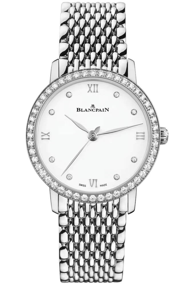 Blancpain Villeret Ultraplate Diamond Mille Mailles Steel Ladies Watch - 6104 4628 MMB