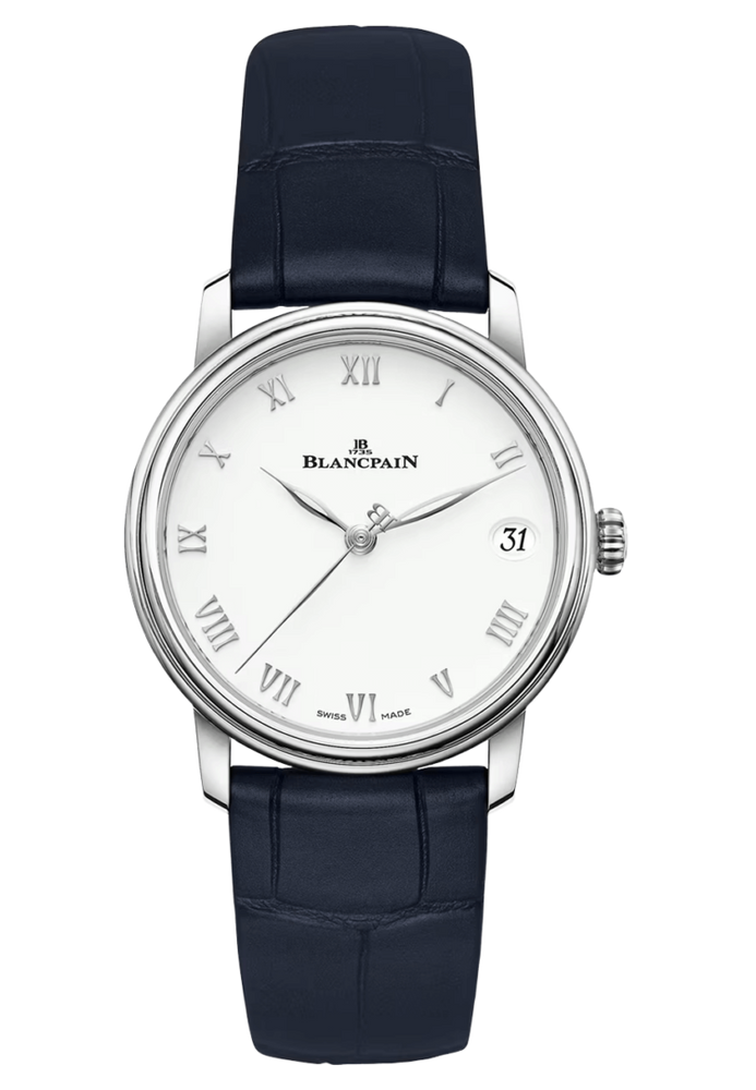 Blancpain Villeret Women Date Ultra-Slim Blue Alligator Ladies Watch - 6127 1127 55B