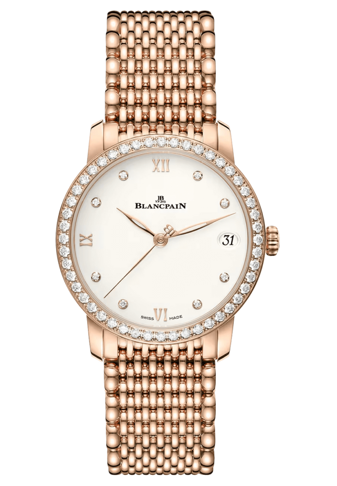 Blancpain Villeret Women Date Red Gold Diamond Ultra-Slim Ladies Watch - 6127 2987 MMB