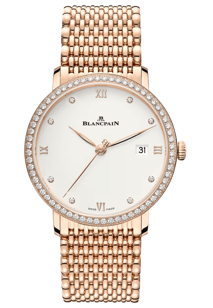Blancpain Villeret Ultraplate Date Red Gold Diamond Ultra-Slim Men's Watch - 6224 2987 MMB