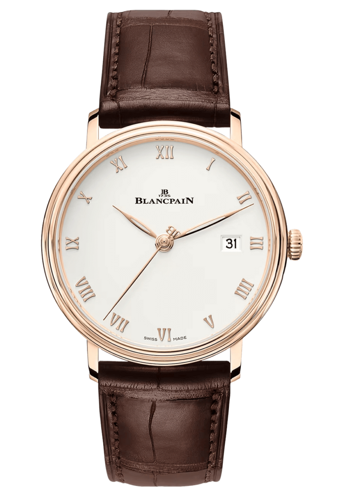 Blancpain Villeret Ultraplate Date Red Gold Ultra-Slim Alligator Men's Watch - 6224 3642 55B