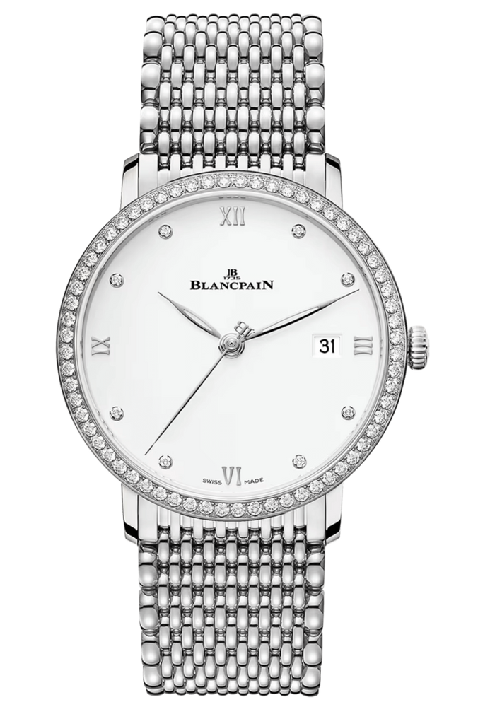 Blancpain Villeret Ultraplate Date Steel Diamond Ultra-Slim Men's Watch - 6224 4628 MMB