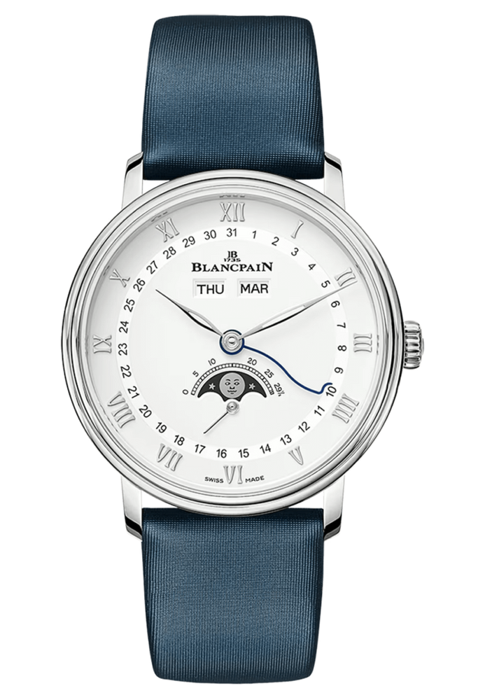 Blancpain Villeret Quantieme Complet Steel Blue Satin Ladies Watch - 6264 1127 95A