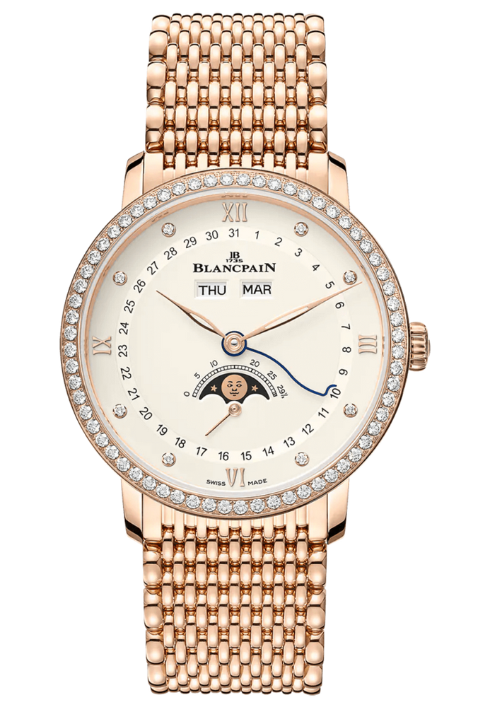 Blancpain Villeret Quantieme Complet Opalin Diamond Red Gold Men's Watch - 6264 2987 MMB